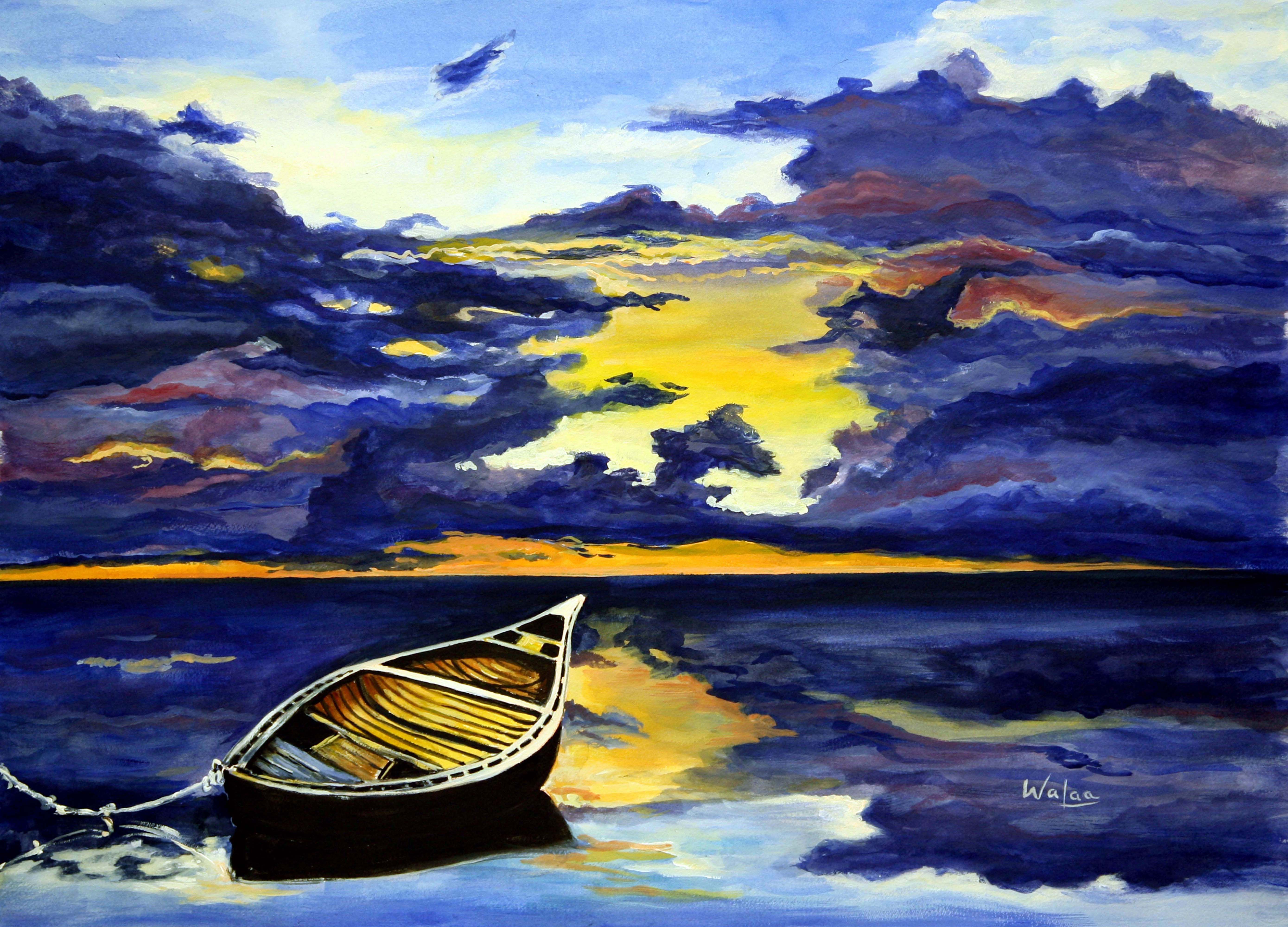 Lost in Dusk by Walaa - Original Watercolor on Paper