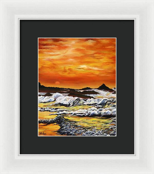 Golden Waves at Sunset - Framed Print