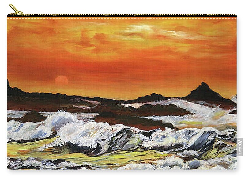 Golden Waves at Sunset - Zip Pouch