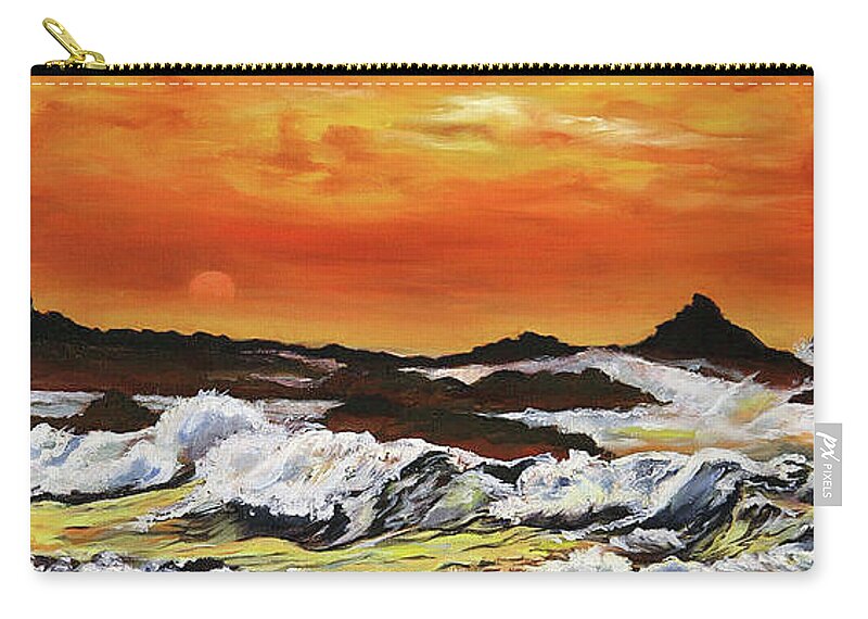 Golden Waves at Sunset - Zip Pouch