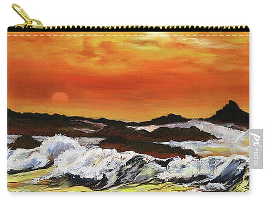 Golden Waves at Sunset - Zip Pouch