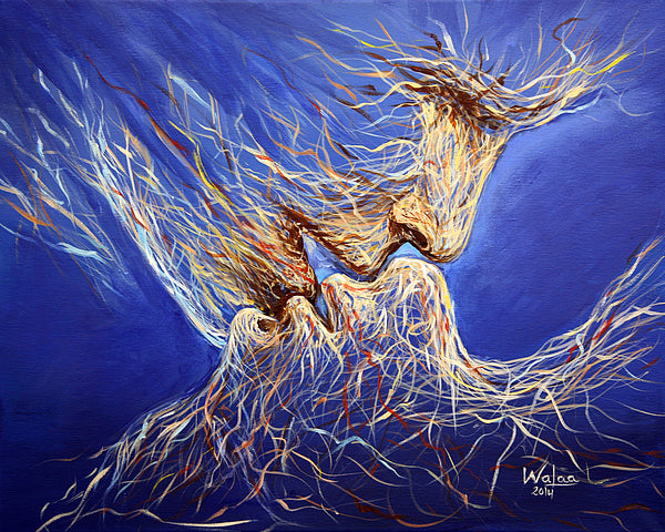 Embrace of Souls by Walaa - Original Acrylic Painting on Canvas