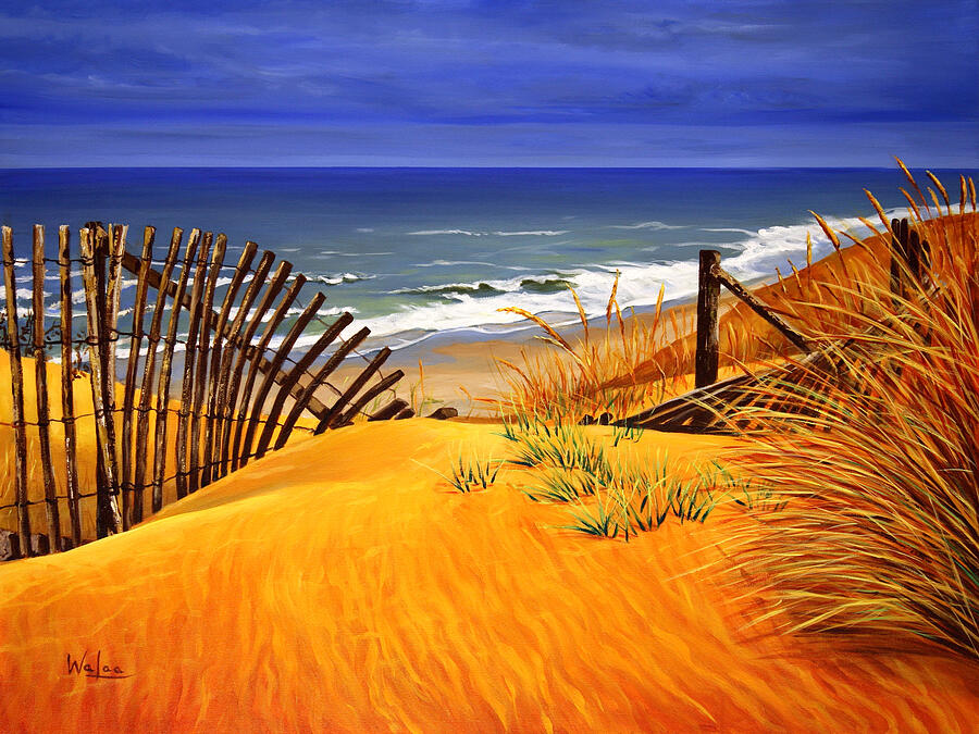 Golden Path to the Sea by Walaa - Original Acrylic Painting on Canvas