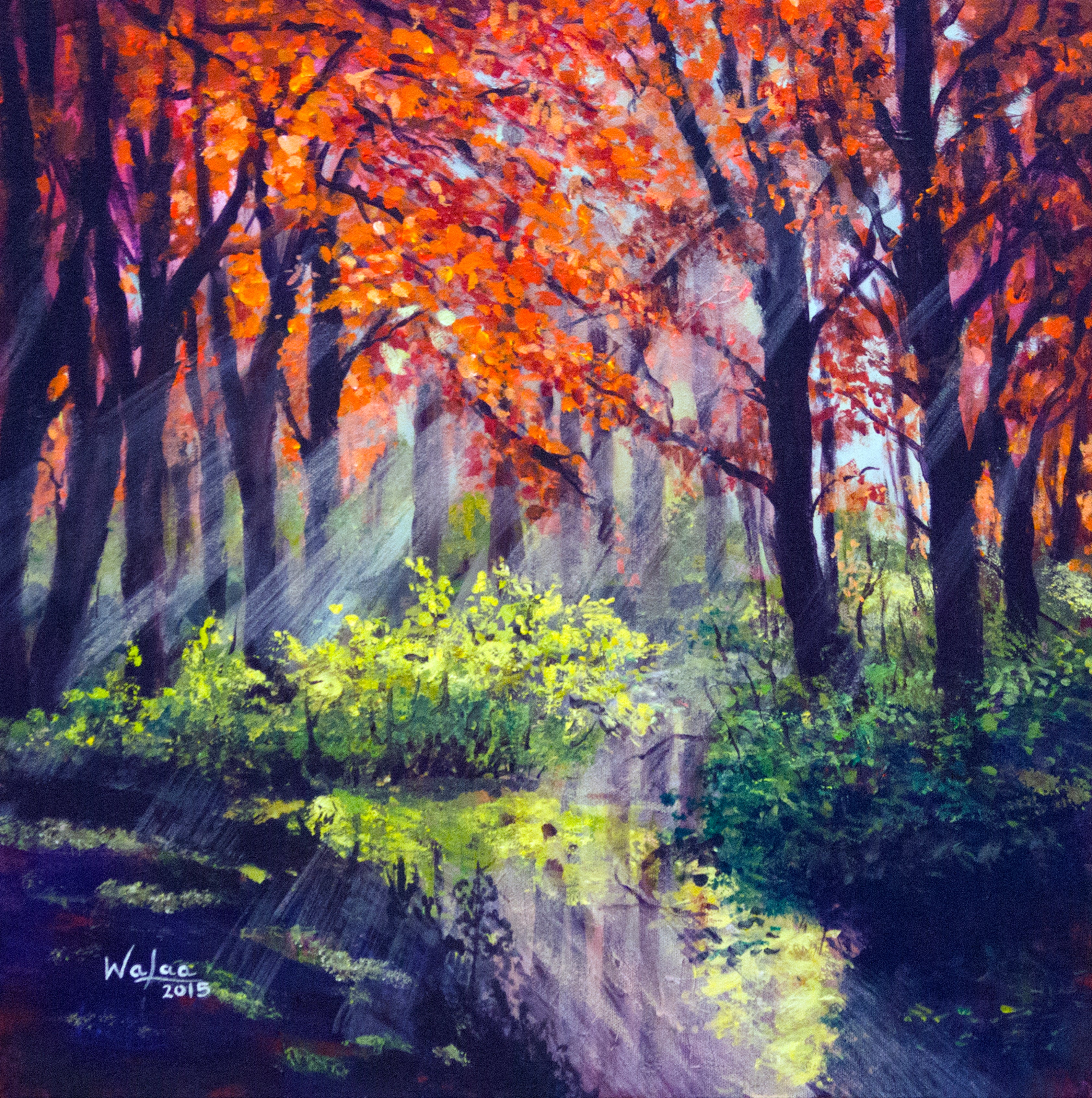 When Light Sneaks by Walaa - Original Acrylic Painting on Canvas