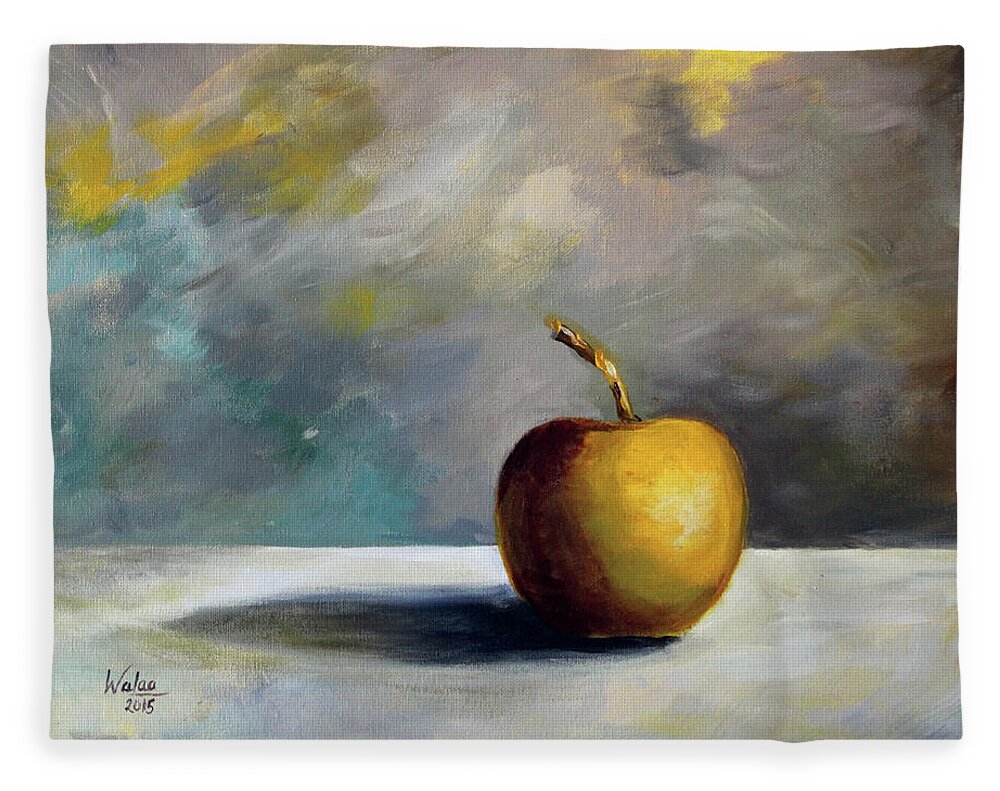 Solitary Golden Apple - Fleece Blanket