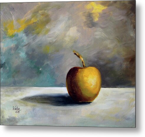 Solitary Golden Apple - Metal Print