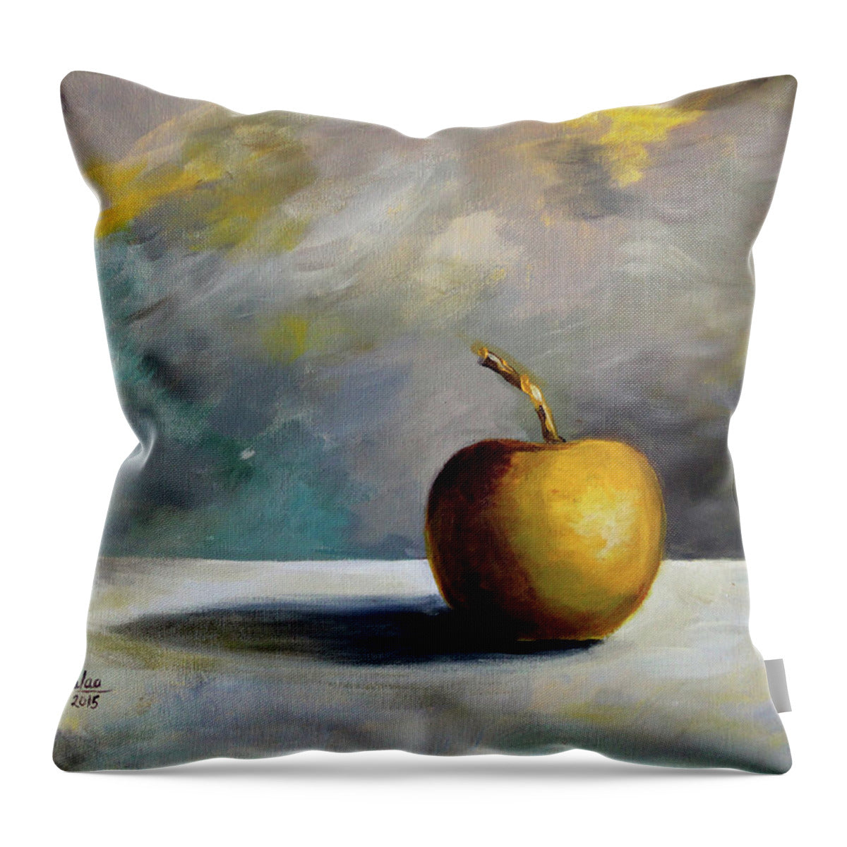 Solitary Golden Apple - Throw Pillow