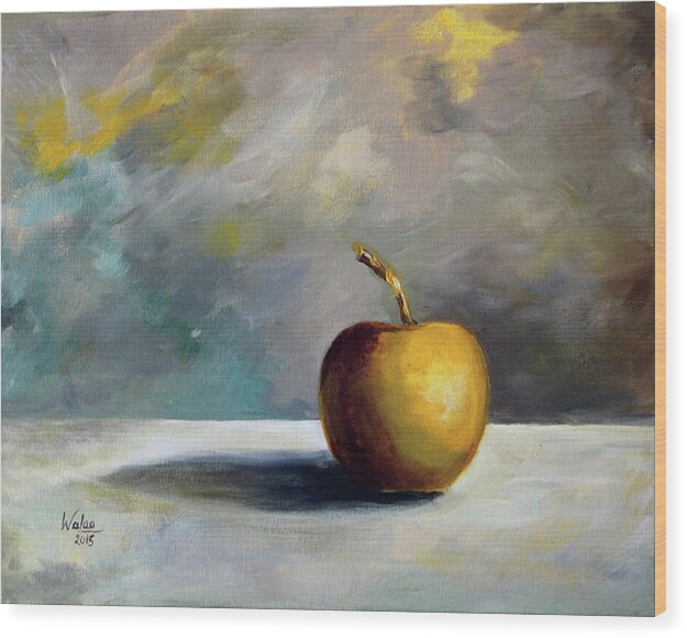 Solitary Golden Apple - Wood Print