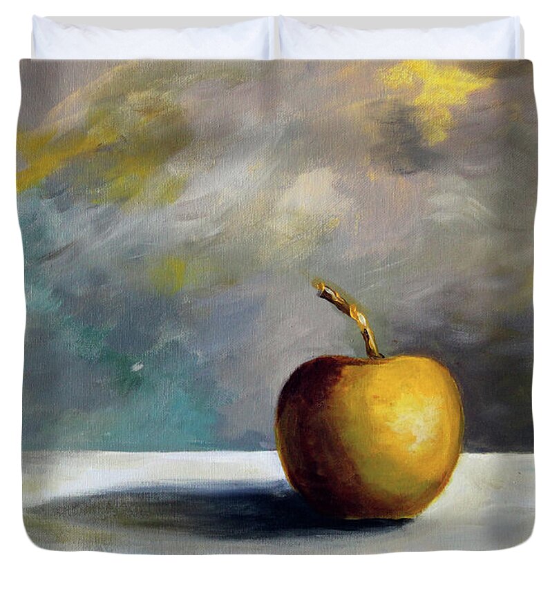 Solitary Golden Apple - Duvet Cover