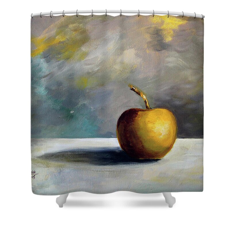 Solitary Golden Apple - Shower Curtain