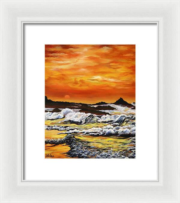 Golden Waves at Sunset - Framed Print