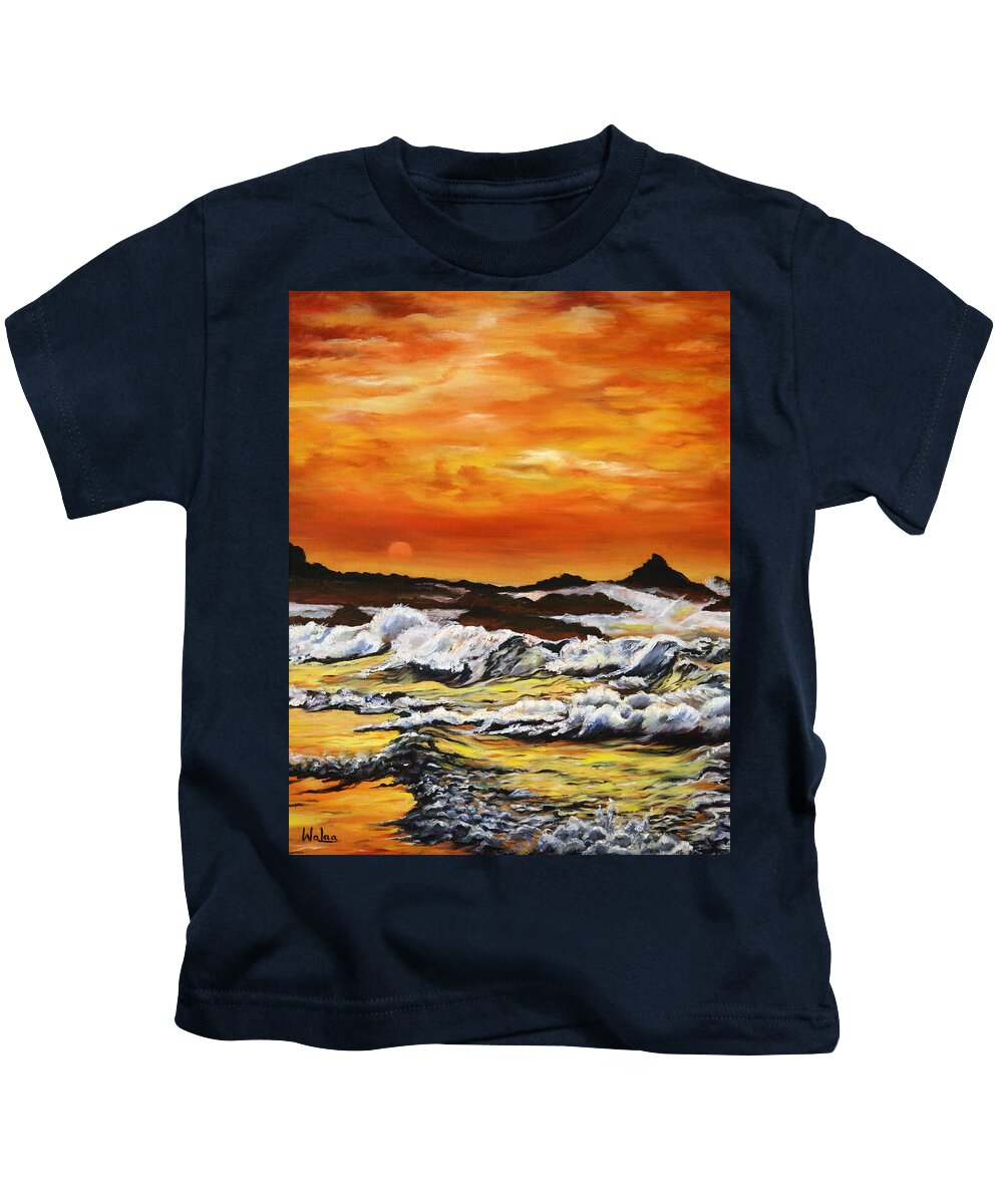 Golden Waves at Sunset - Kids T-Shirt