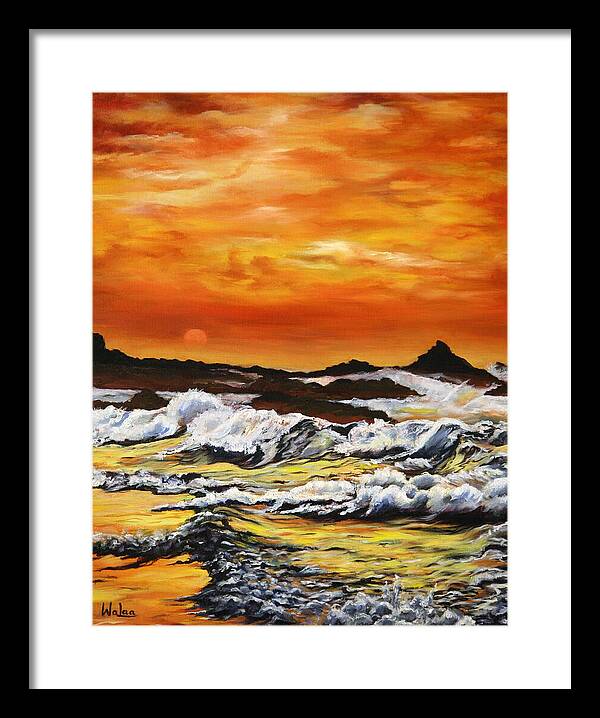 Golden Waves at Sunset - Framed Print