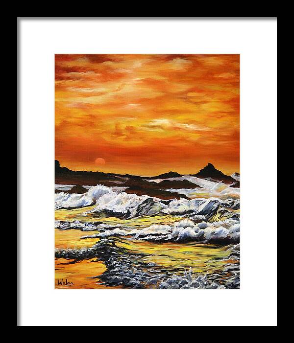 Golden Waves at Sunset - Framed Print