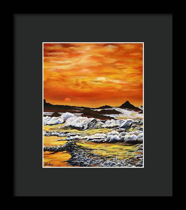 Golden Waves at Sunset - Framed Print