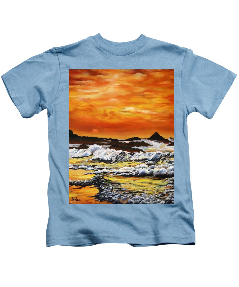 Golden Waves at Sunset - Kids T-Shirt