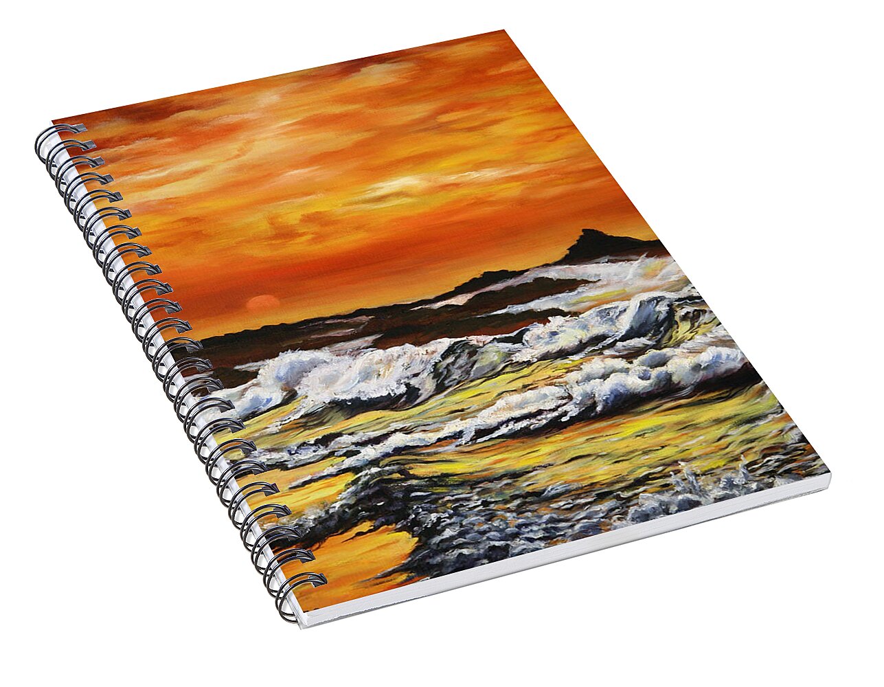 Golden Waves at Sunset - Spiral Notebook