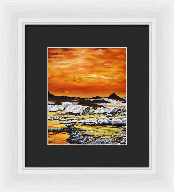 Golden Waves at Sunset - Framed Print