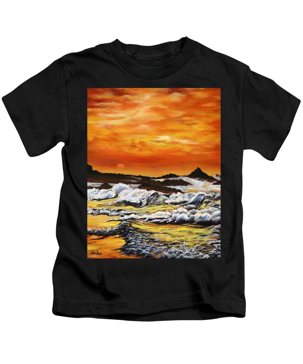 Golden Waves at Sunset - Kids T-Shirt