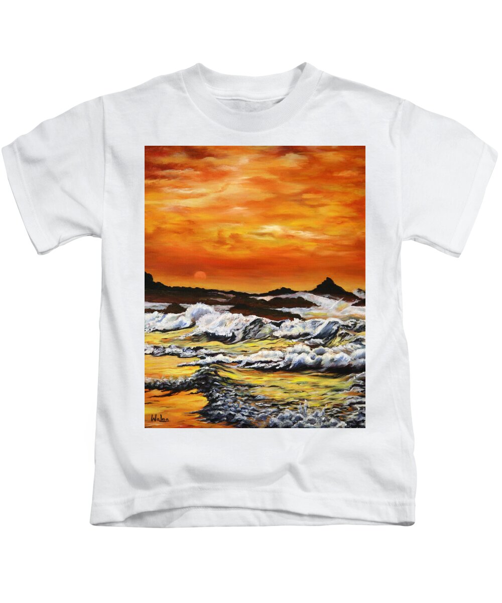 Golden Waves at Sunset - Kids T-Shirt