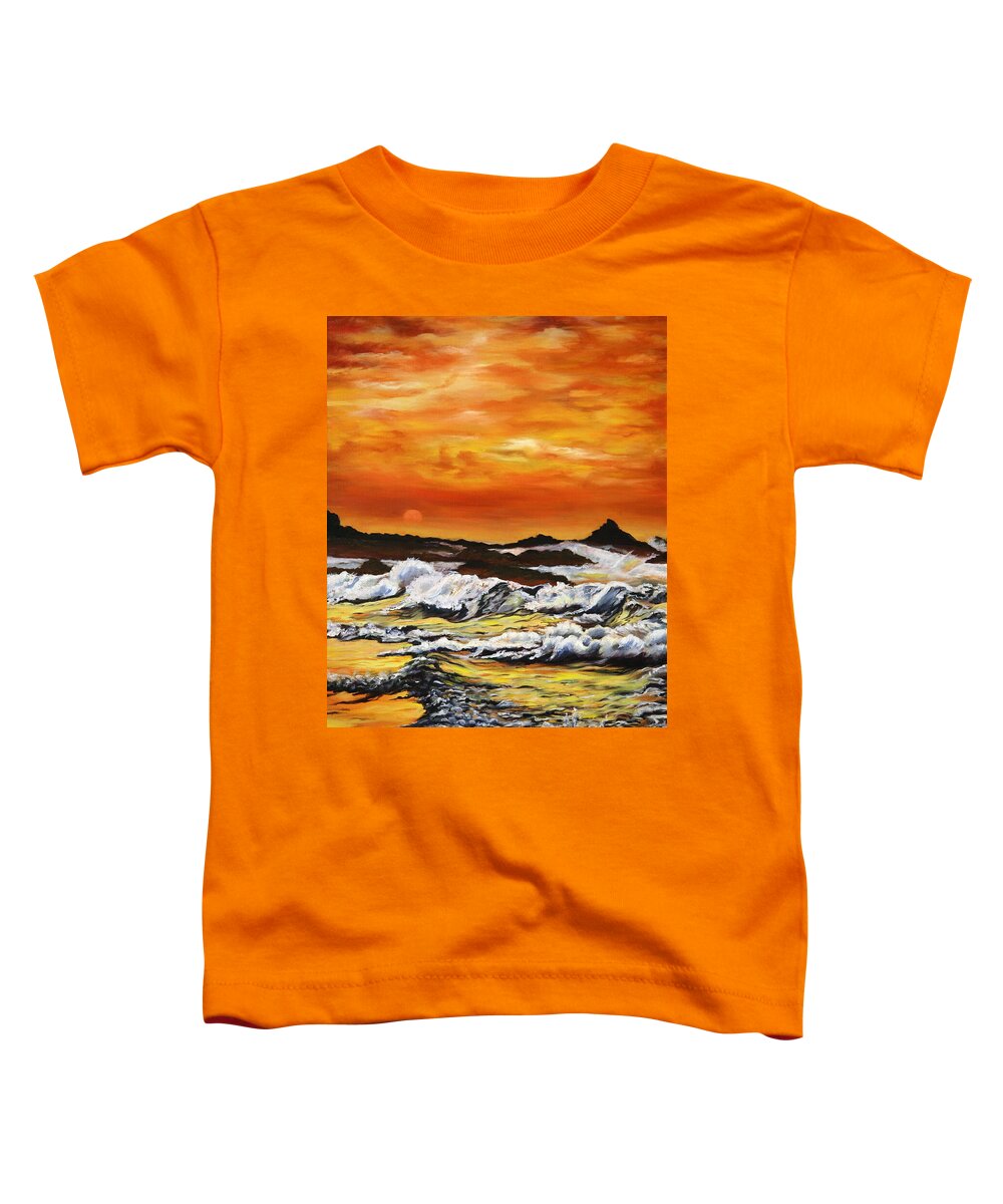 Golden Waves at Sunset - Toddler T-Shirt