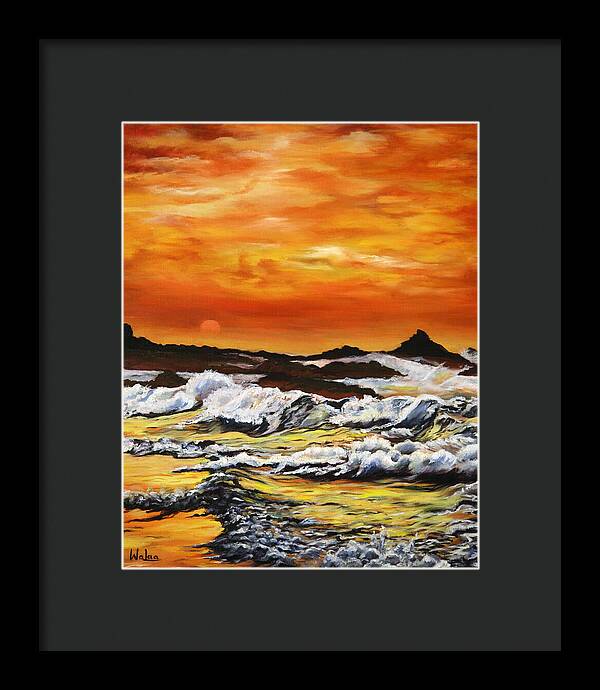 Golden Waves at Sunset - Framed Print