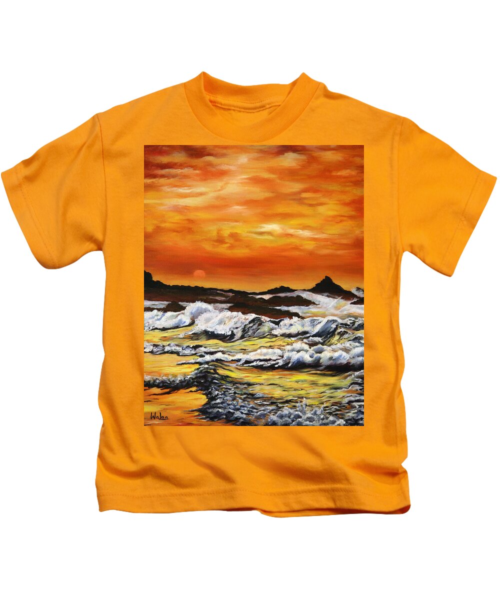 Golden Waves at Sunset - Kids T-Shirt