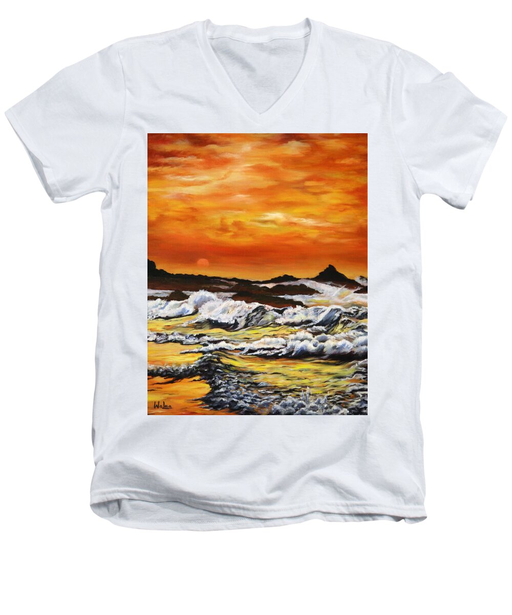 Golden Waves at Sunset - Men's V-Neck T-Shirt