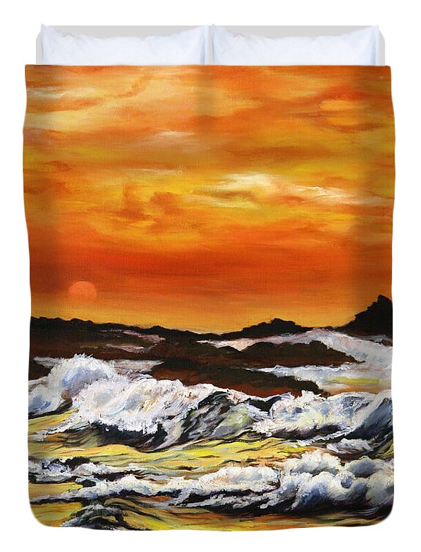 Golden Waves at Sunset - Duvet Cover