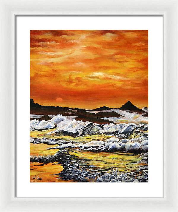 Golden Waves at Sunset - Framed Print