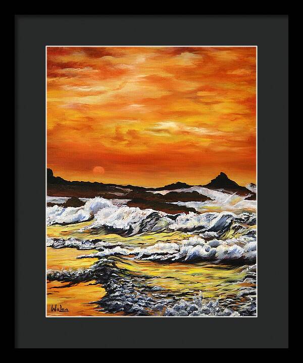 Golden Waves at Sunset - Framed Print