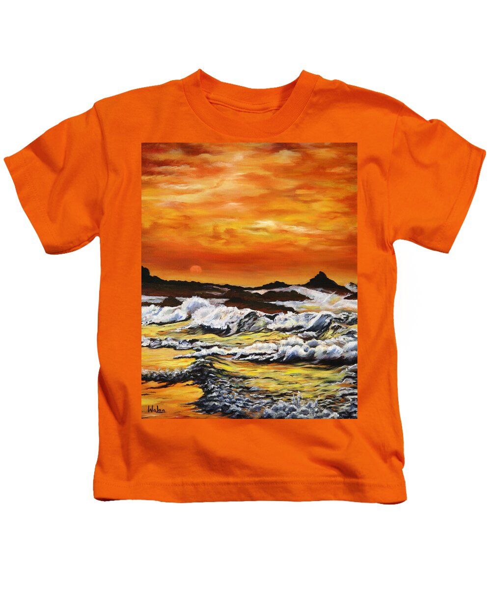 Golden Waves at Sunset - Kids T-Shirt