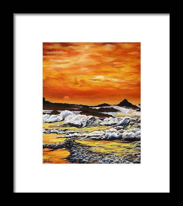 Golden Waves at Sunset - Framed Print