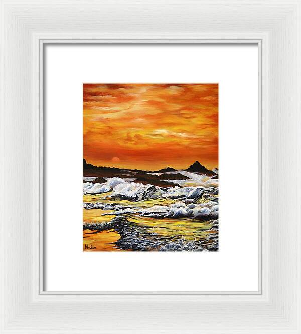 Golden Waves at Sunset - Framed Print