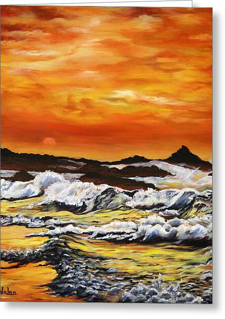 Golden Waves at Sunset - Greeting Card