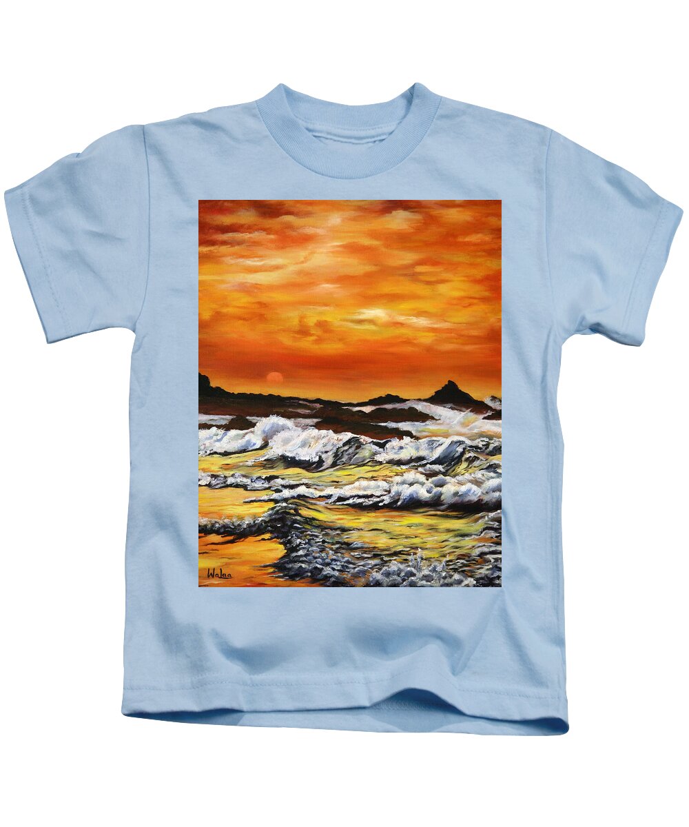 Golden Waves at Sunset - Kids T-Shirt