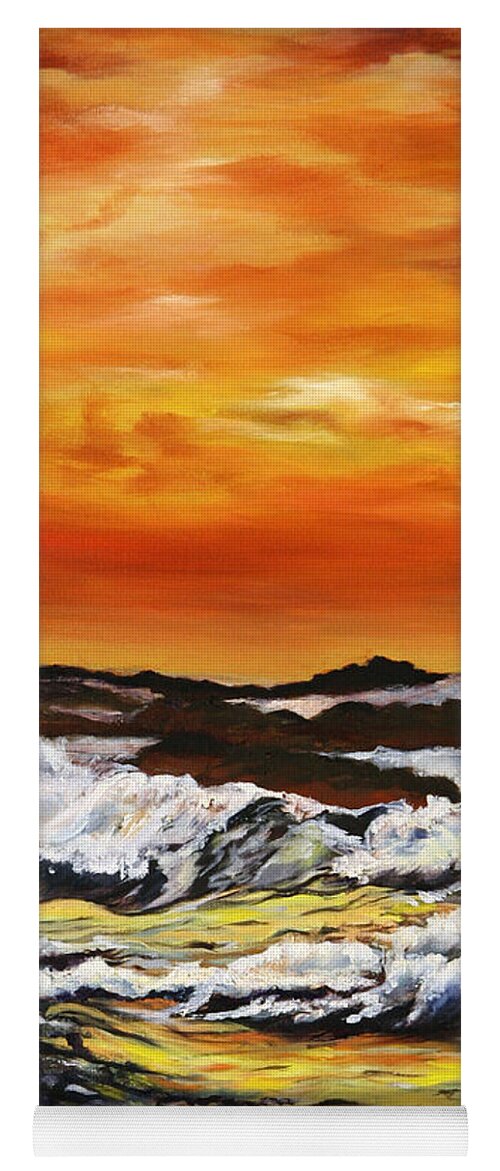 Golden Waves at Sunset - Yoga Mat