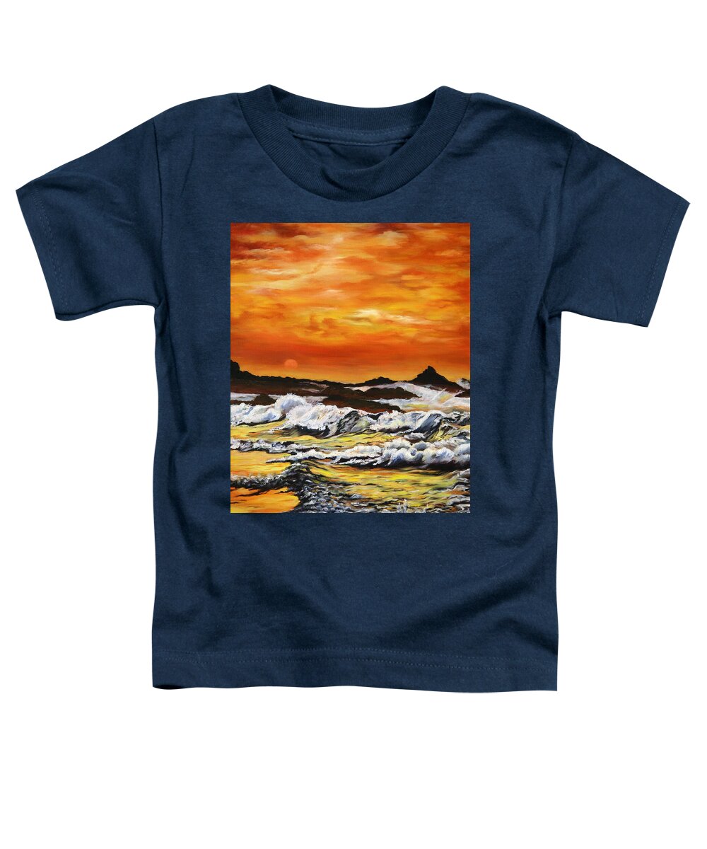 Golden Waves at Sunset - Toddler T-Shirt