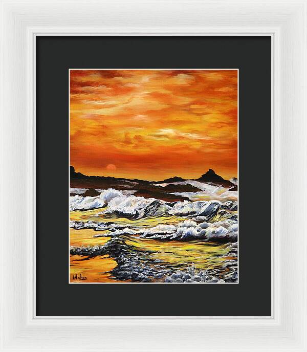 Golden Waves at Sunset - Framed Print