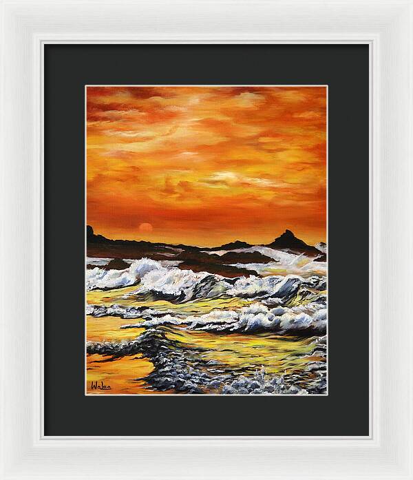 Golden Waves at Sunset - Framed Print