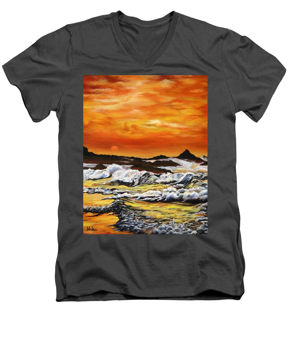 Golden Waves at Sunset - Men's V-Neck T-Shirt