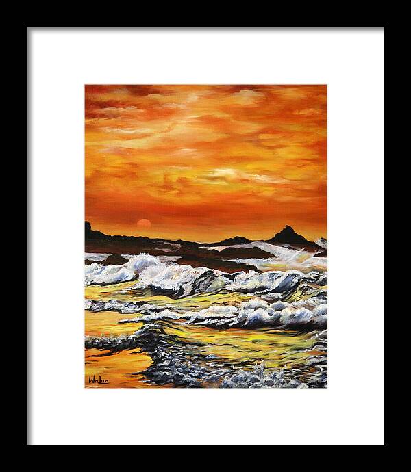 Golden Waves at Sunset - Framed Print