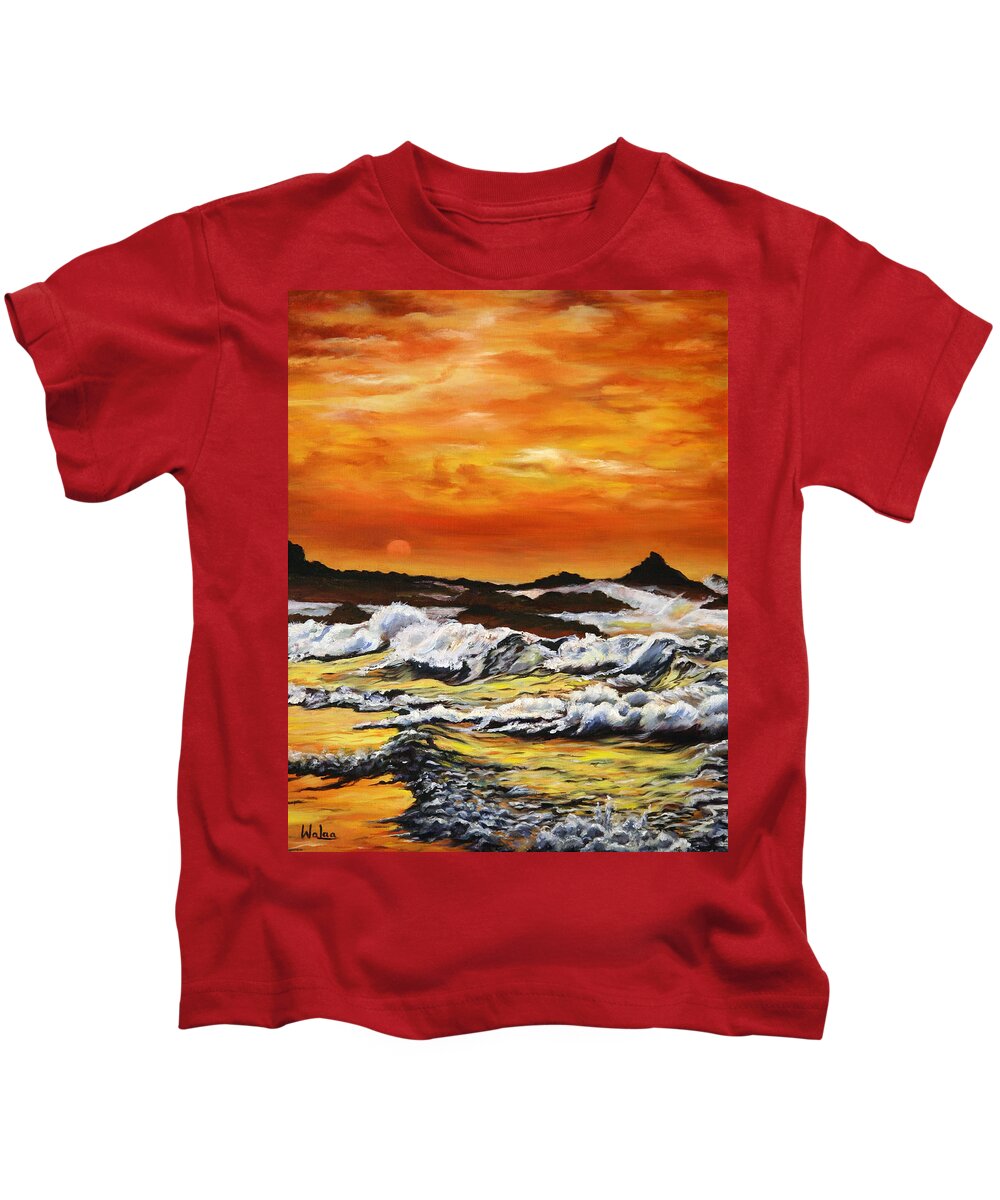 Golden Waves at Sunset - Kids T-Shirt