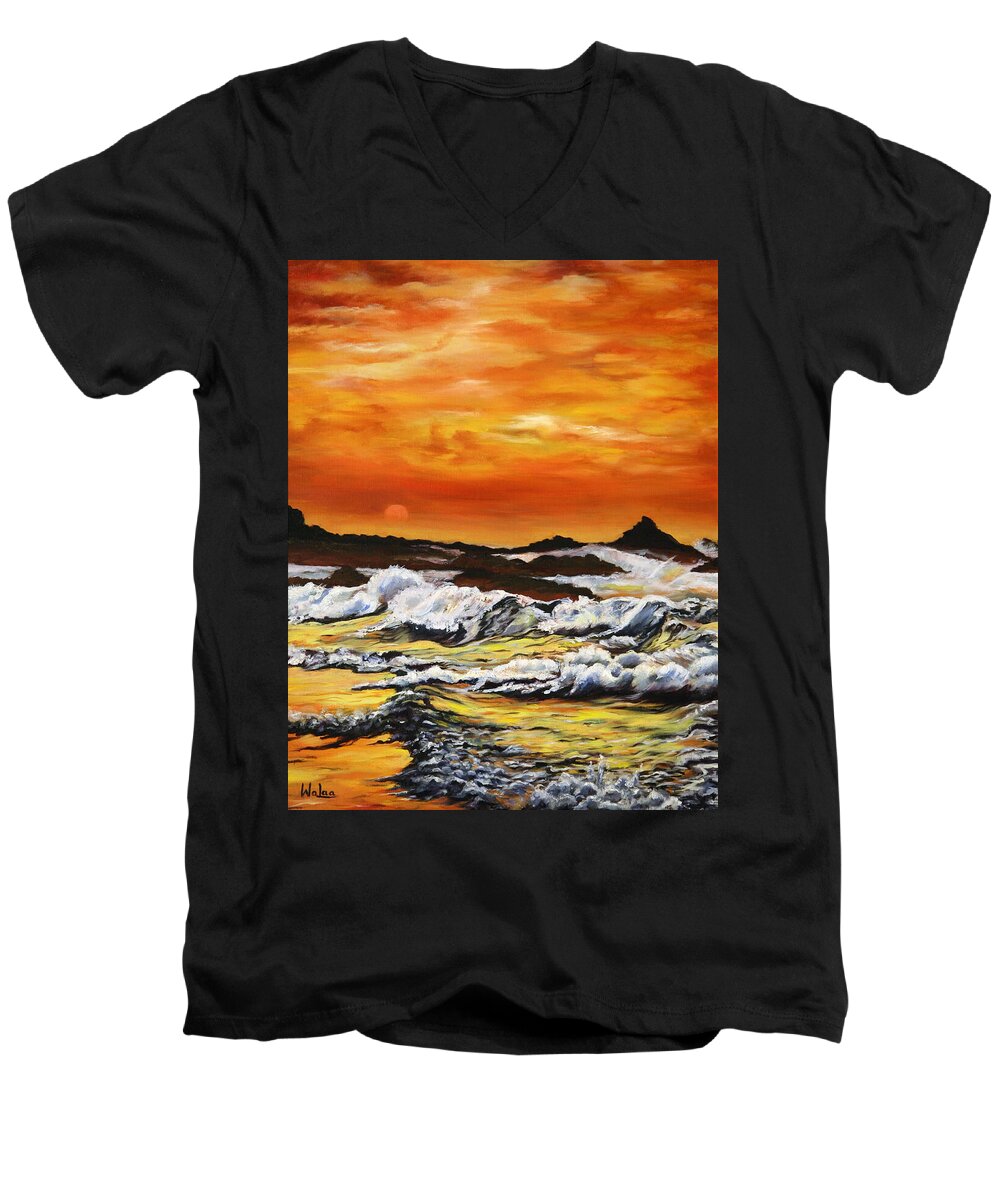 Golden Waves at Sunset - Men's V-Neck T-Shirt