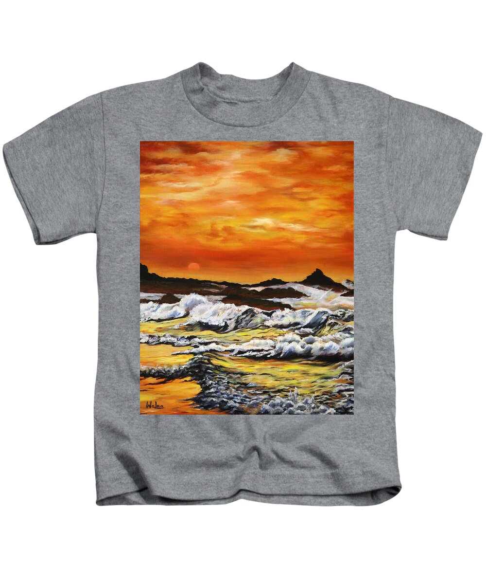 Golden Waves at Sunset - Kids T-Shirt