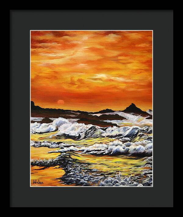 Golden Waves at Sunset - Framed Print