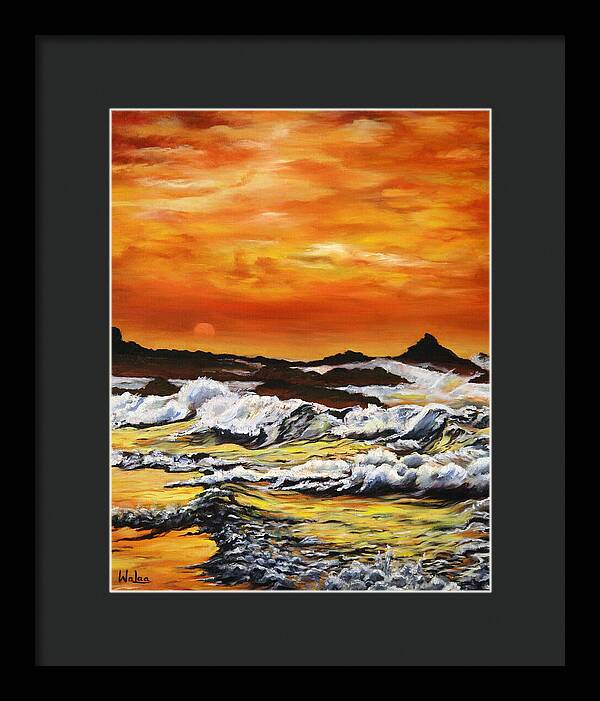 Golden Waves at Sunset - Framed Print