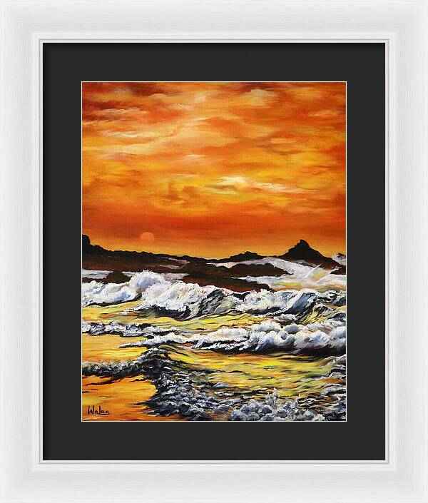 Golden Waves at Sunset - Framed Print