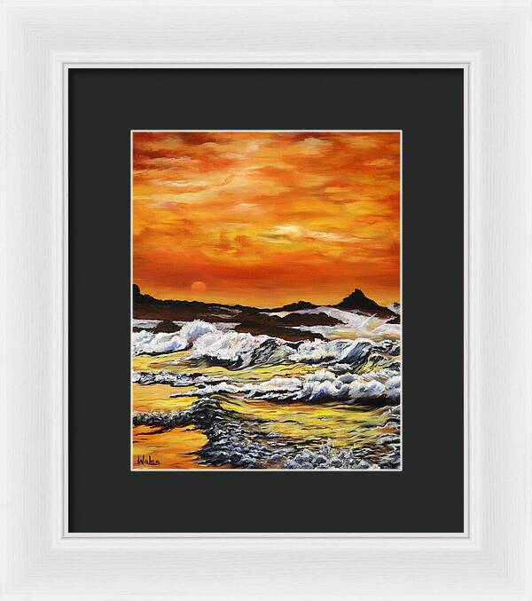 Golden Waves at Sunset - Framed Print