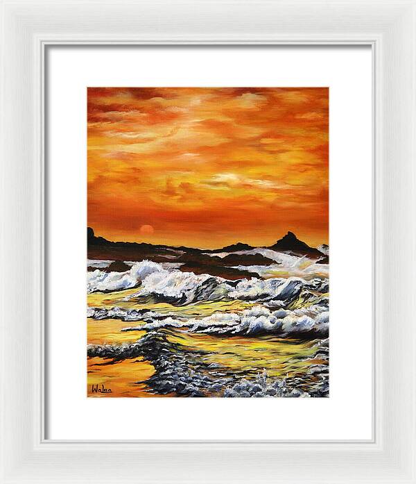 Golden Waves at Sunset - Framed Print